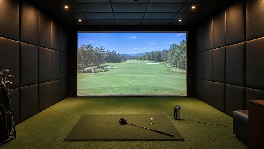 Padded walls around a simulator bay
